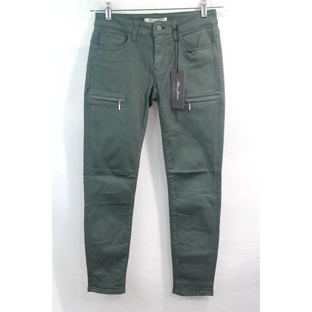 Mavi Jeans Karlina Womens size 27 Green Denim Stretch Zip Pockets Skinny Leg